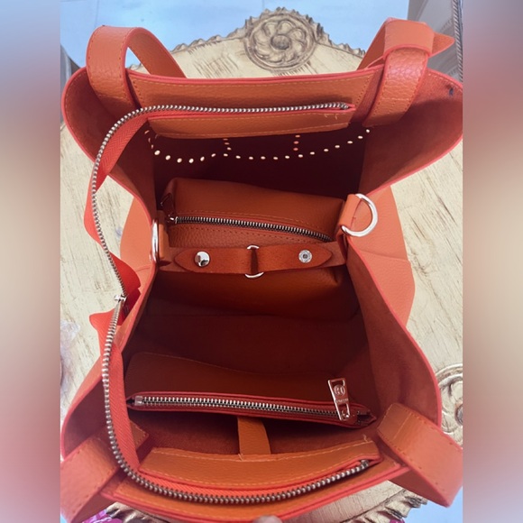 Leather orange women bag - Picture 5 of 11